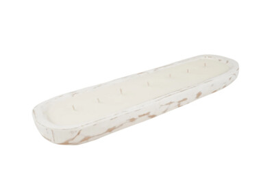 Small Baguette Dough Bowl-Candle Ready=6x20 inches-White