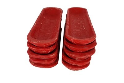 Small Baguette Dough Bowl-Candle Ready-6x20 inches-Red