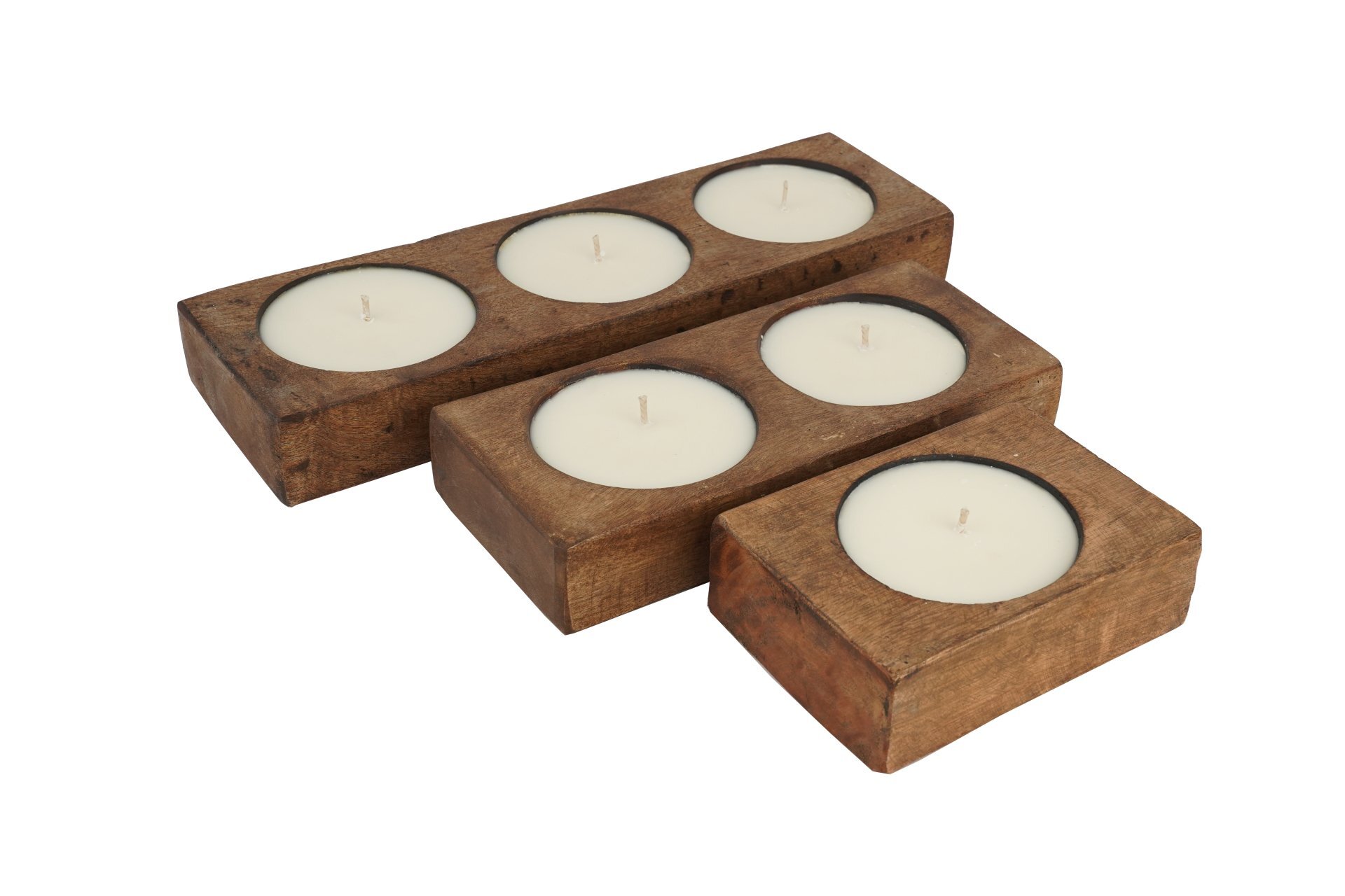 Cheese Mold Trio-10 Pieces-Wood-Rustic-Handmade-Candle Pour