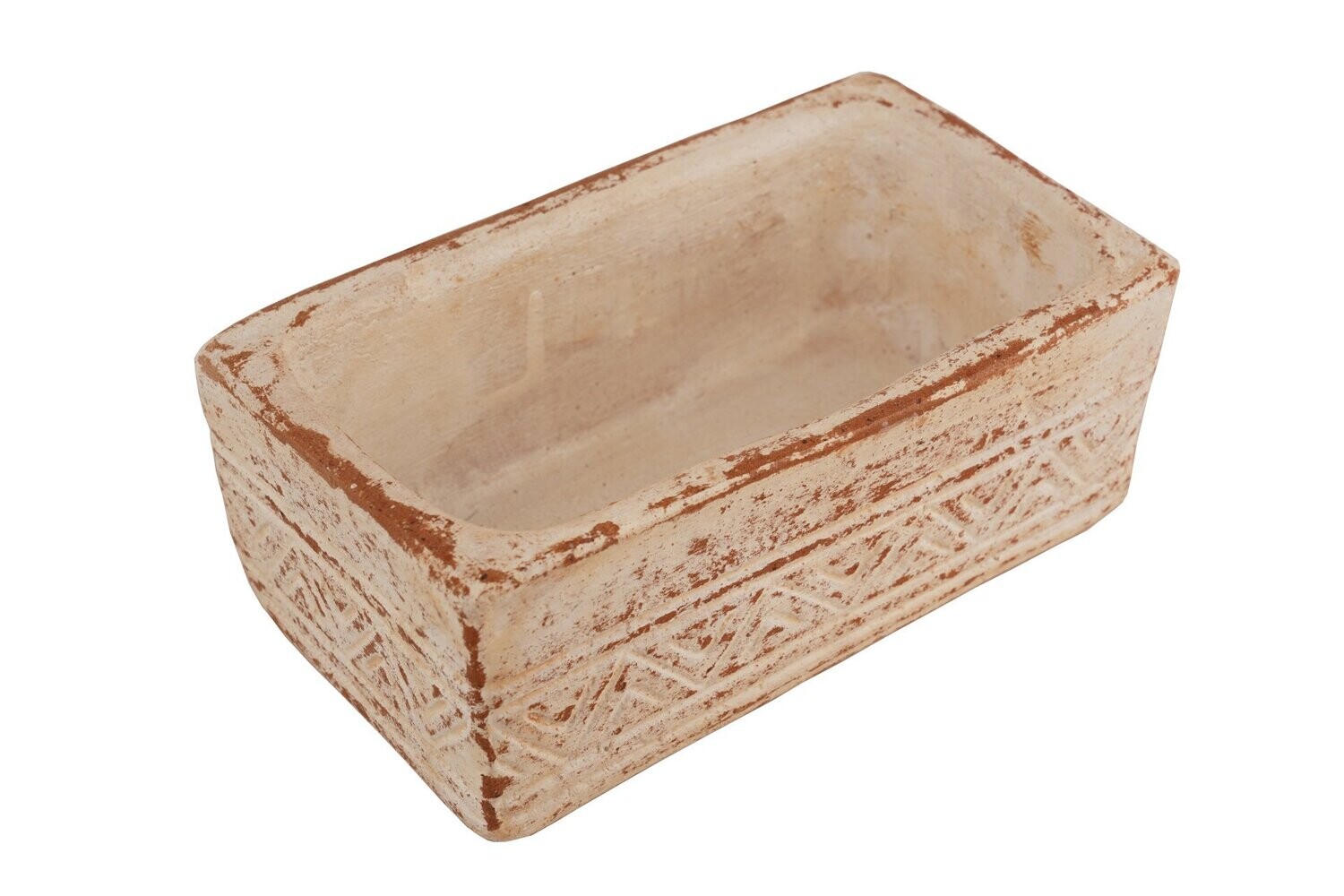 Aztec Rectangular Candle Clay Vessel-4.5x8 inches-Candle Ready-Four Color Choices-BIG SALE, COLOR: White