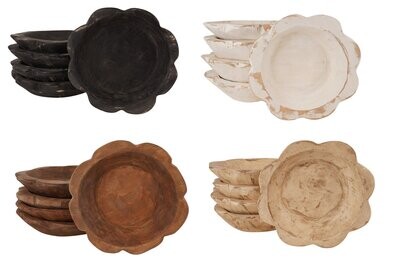 Carved Flower Bowl - Candle Ready-10-12 inches-Quad Pack-4 Colors-8 Pieces