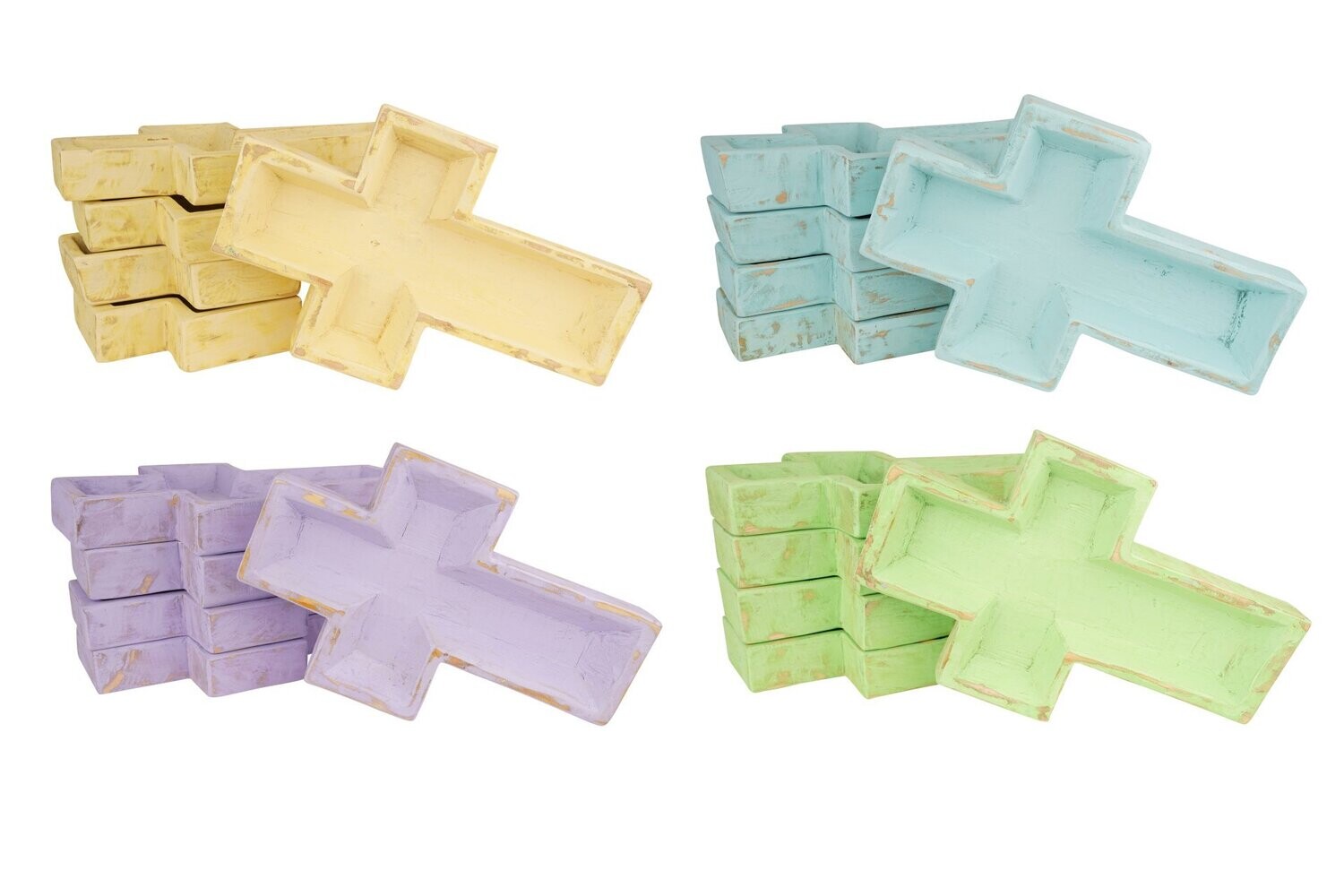 Cross Large-Dough Bowl-Candle Ready-11x17-Spring Colors-Mixed Pack-8 PCS