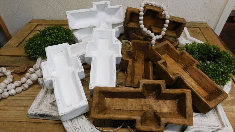 Small Cross Dough Bowl-Wooden-6x12 inches-Home Decor #2