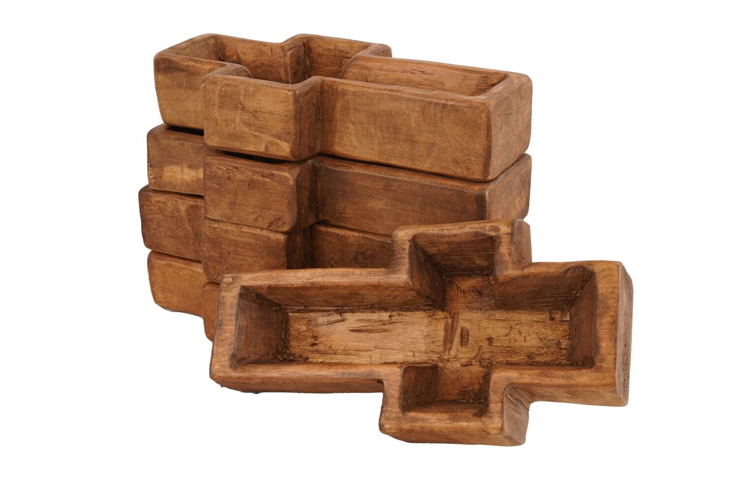 Small Cross Dough Bowl-Wooden-Candle Ready-6x12 inches-Small Cross-11 Color Choices, COLOR: Waxed