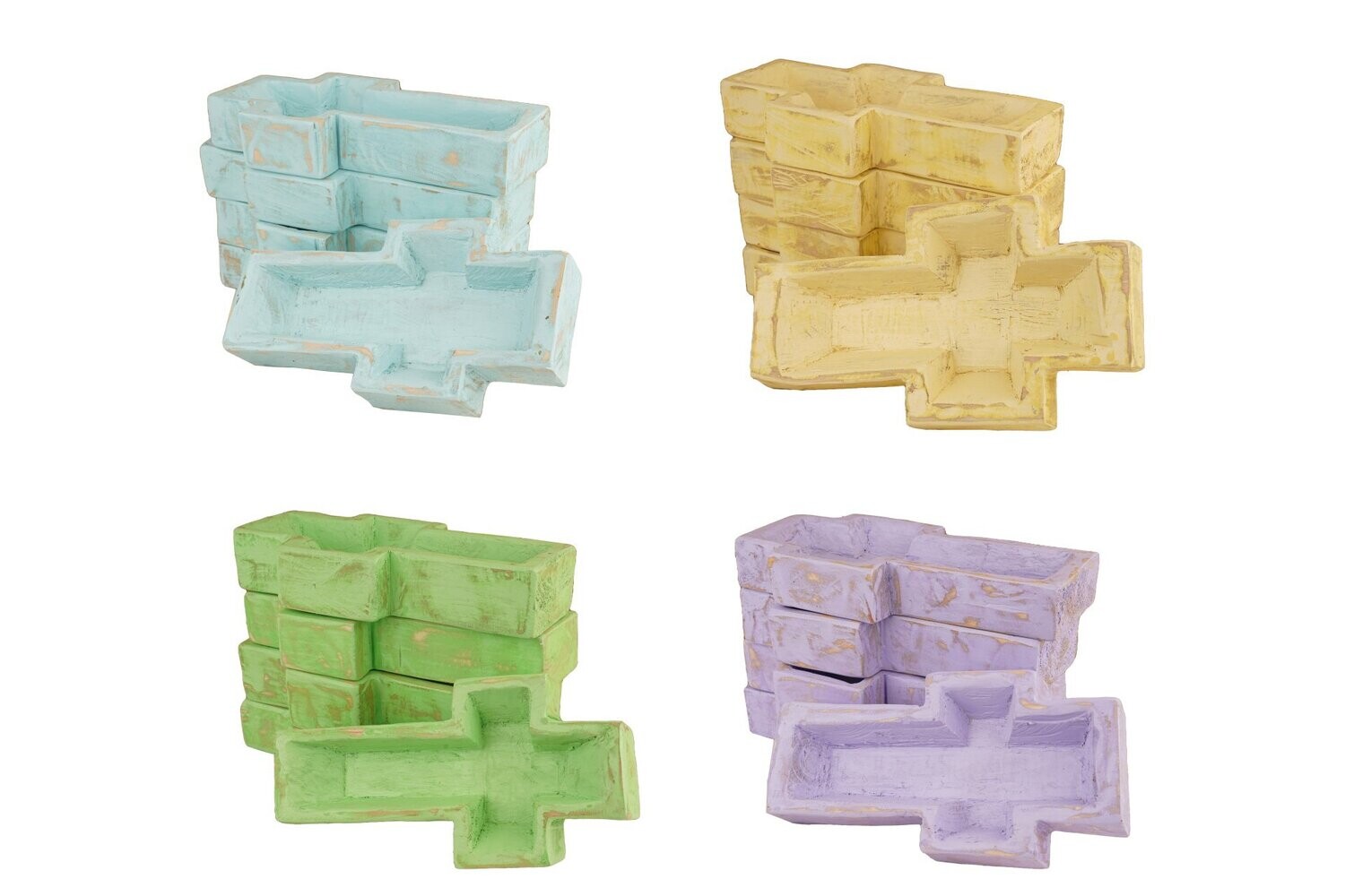 Small Cross Dough Bowl-Wooden-Candle Ready-6x12 inches-Spring Color Pack-8  PCS