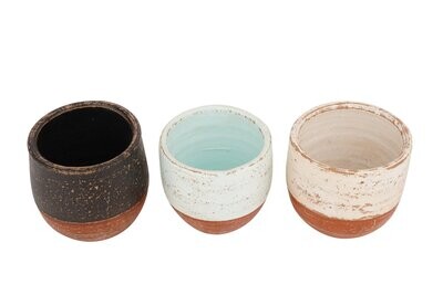 Santa Fe Jar (tm)Candle Ready Clay Vessel-4.5x4.5 inches-Two Tone-Trio Pack-9 PCS