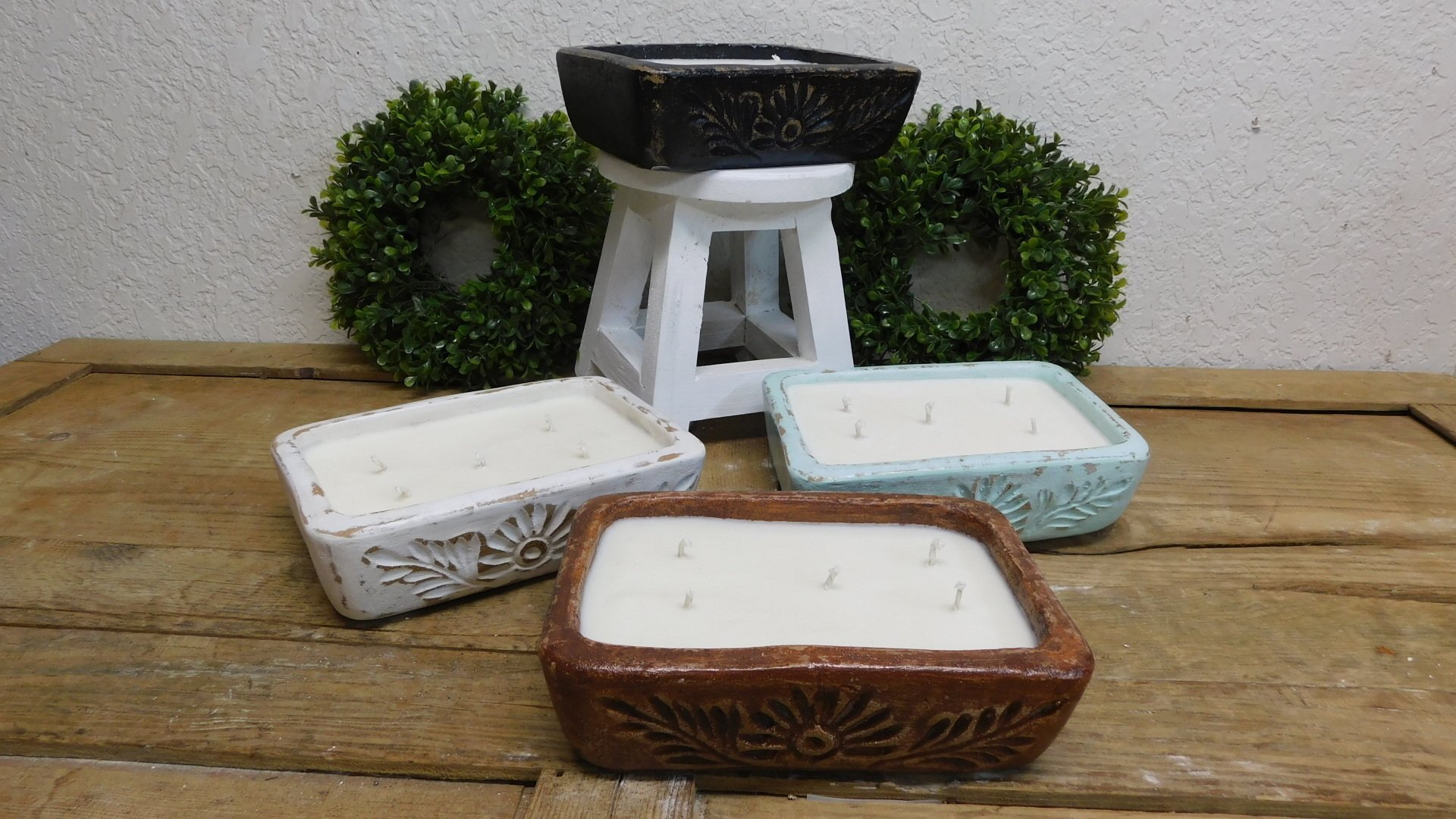 Boho Clay  Candle Clay Vessel-6x9 inches-Four Color Choices-NEW