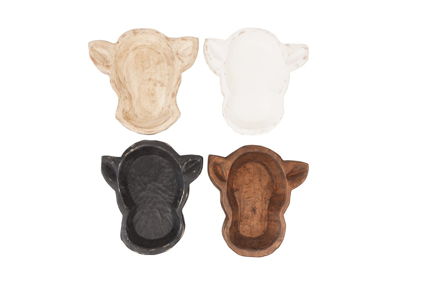 Cow Head-Skull-Bowl-11 x 12 inches-Wood-Rustic-Candle Pour-Exclusive Design-Four Color Choices-Cow Head Bowl-Quad Pack-8 PCS