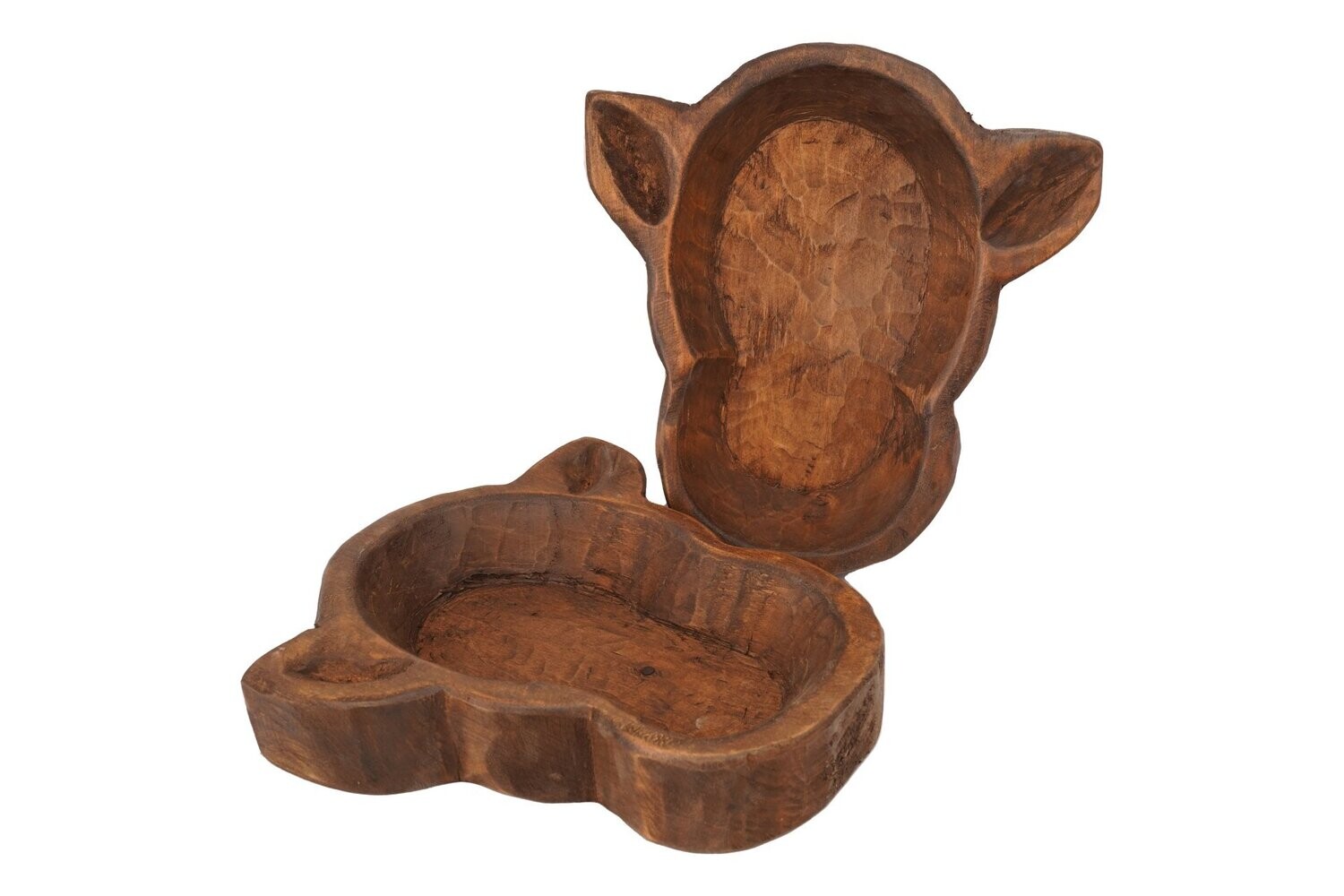 Cow Head-Skull-Bowl-11 x 12 x 2 inches-Wood-Rustic-Handmade-Candle Pour-Carved-Exclusive Design-Four Color Choices-Cow Head Bowl, COLOR: Waxed