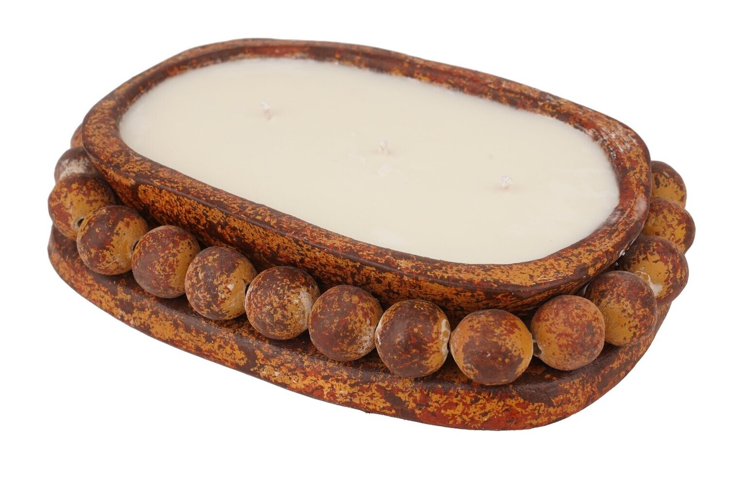 CLEARANCE-Ovee Beaded Candle Ready Clay Vessel-8x11 inches -Exclusive Design- 5 Colors-CLEARANCE, COLORS: Red