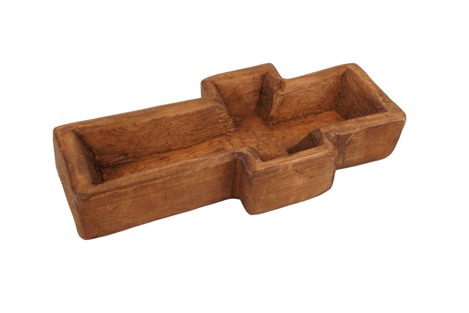 Small Cross Dough Bowl-Wooden-6x12 inches-Home Decor #2, COLOR: Waxed