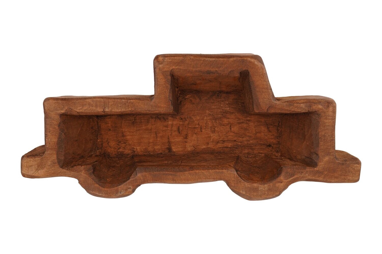 Farm Truck Dough Bowl-13 x 6 x 2 inches-Wood-Handmade-Carved-Candle Ready-4 Color Choices, COLOR: Waxed