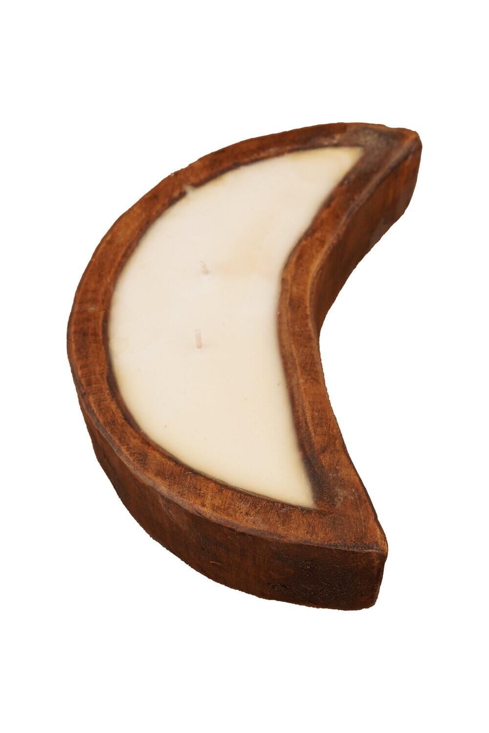 Moon Bowl-10 x 6 x 2 inches-Wood-Handmade-Candle Pour-Carved-Candle Ready-Three Color Choices-Carved Moon Bowl, COLOR: Waxed