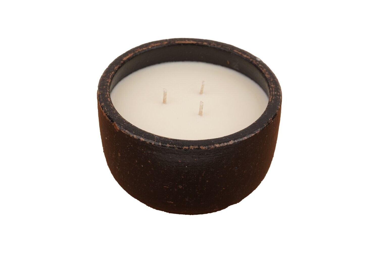 Roundsy Candle Pour Clay Vessel-6x3 inches-3 Color Choices, COLOR: Black