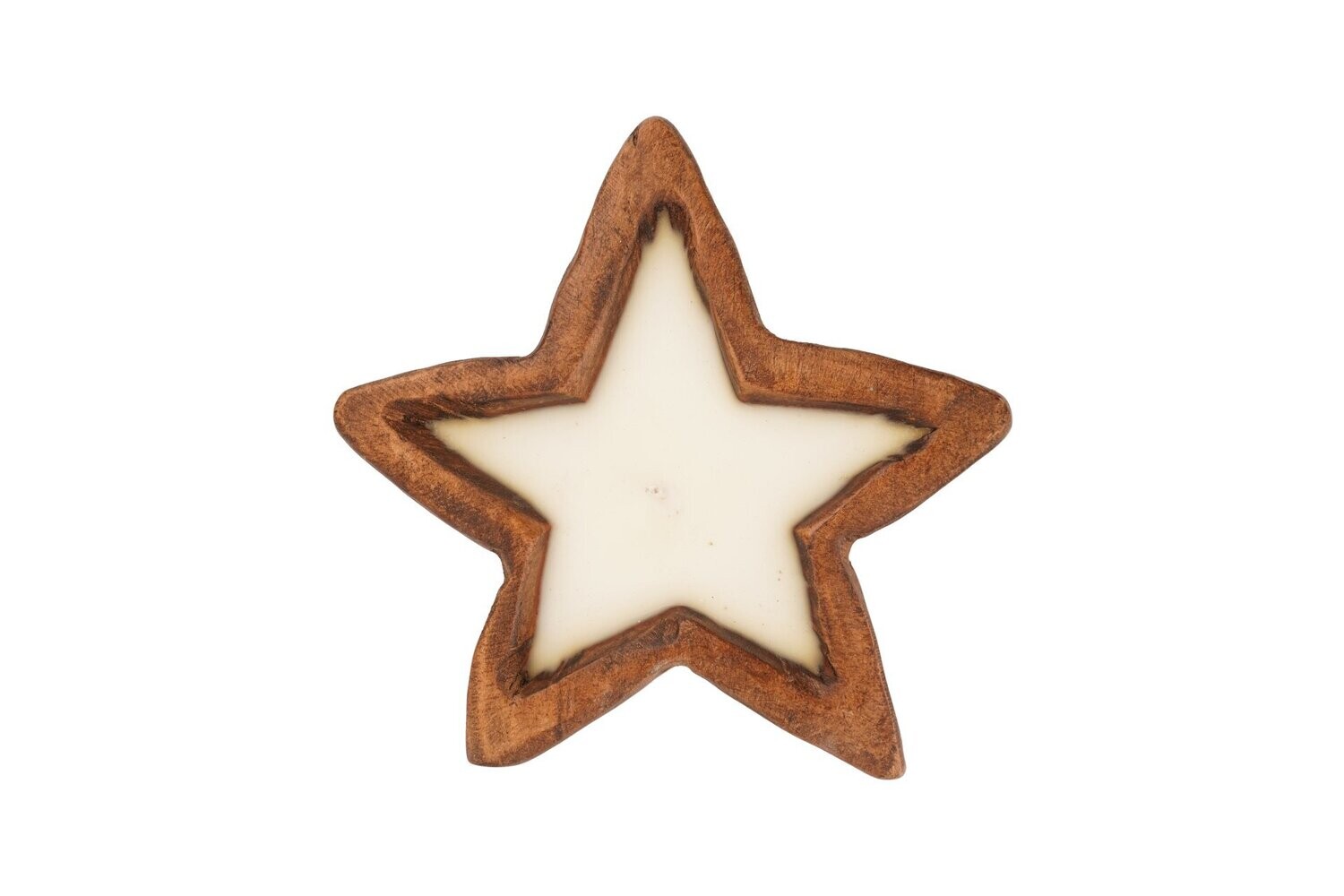 Star Bowl-Mini-7 x 7 x 2 inches-Wood-Handmade-Candle Pour-Carved-Candle Ready-Three Color Choices-Carved Mini Star Bowl, COLOR: Waxed