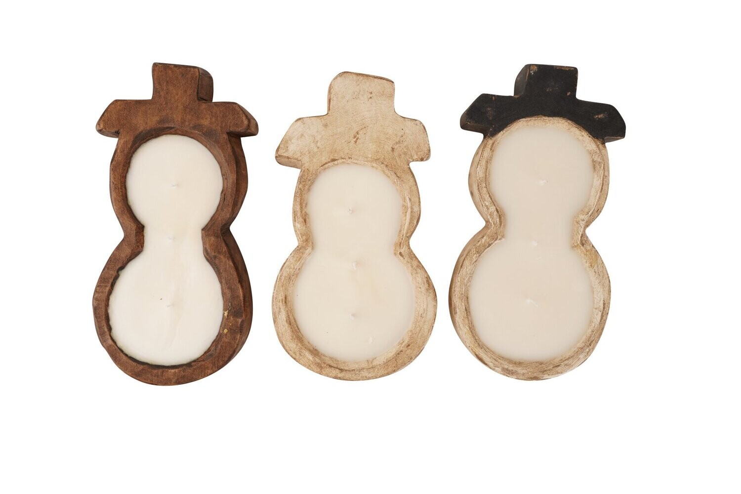 Small Snowman-Assorted Trio Pack-6x12 inches-Candle Ready Carved Snowman Dough Bowl-Assorted Trio Pack-Small-9 Pieces