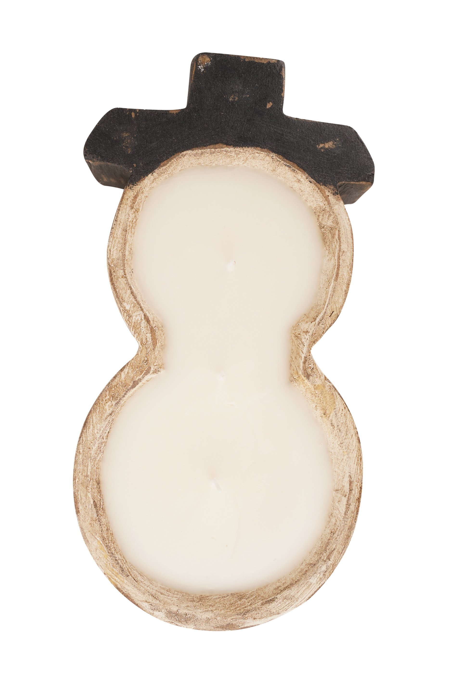 Small Farmhouse-Candle Ready-6x12 inches-Original Design-Carved Snowman Dough Bowl-Small- Traditional