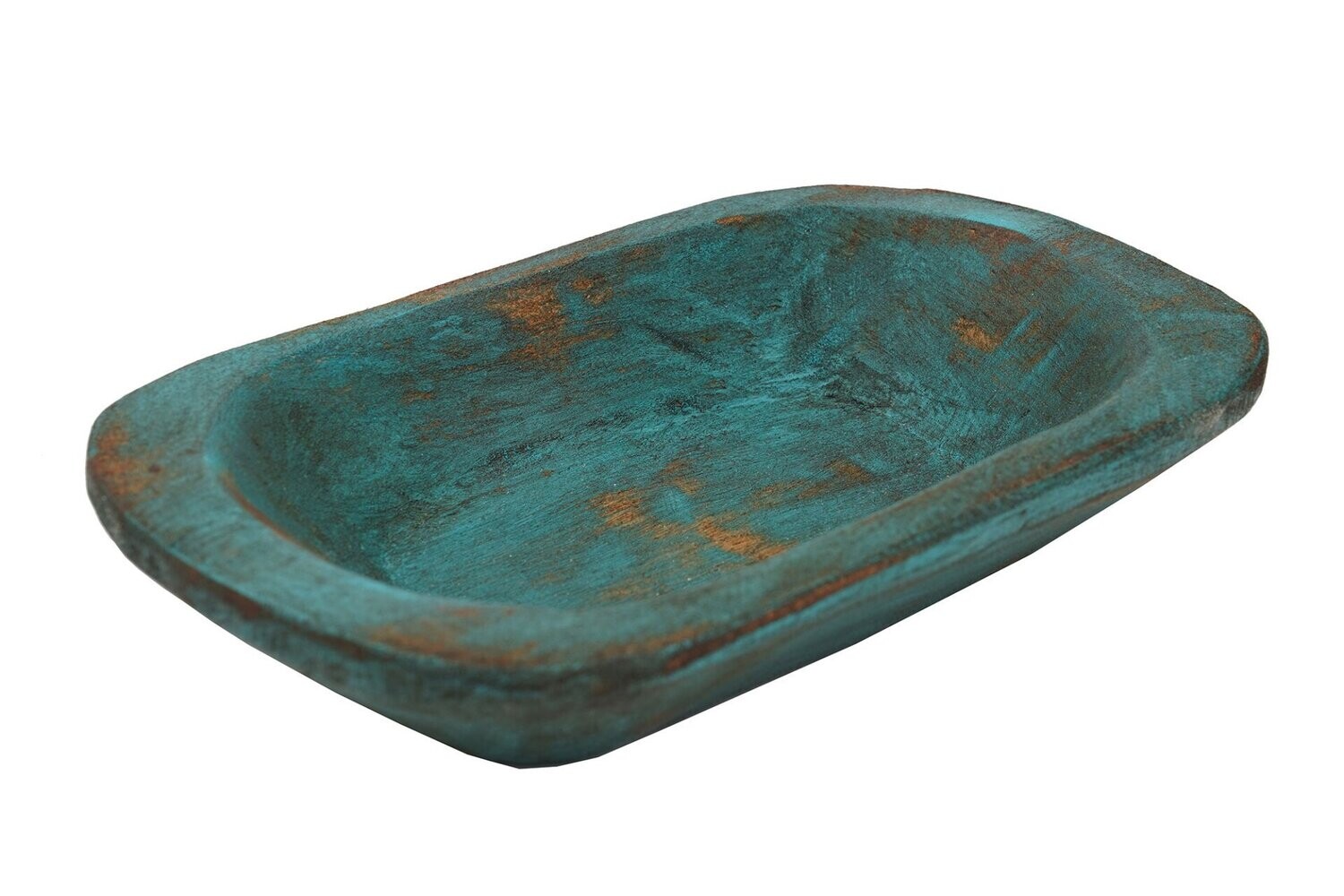 Mini Dough Bowl -Candle Ready- 6x10 inches-Turquoise Waxed
