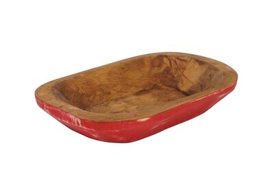 Country Farmhouse Mini Dough Bowl -Candle Ready-6x10 inches, COLOR: Red