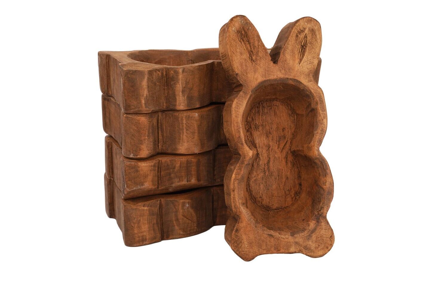 Bunny Dough Bowl-Small-5-6x10 inches-Wood-Candle Ready-Small Bunny-8 Color Choices, COLOR: Waxed