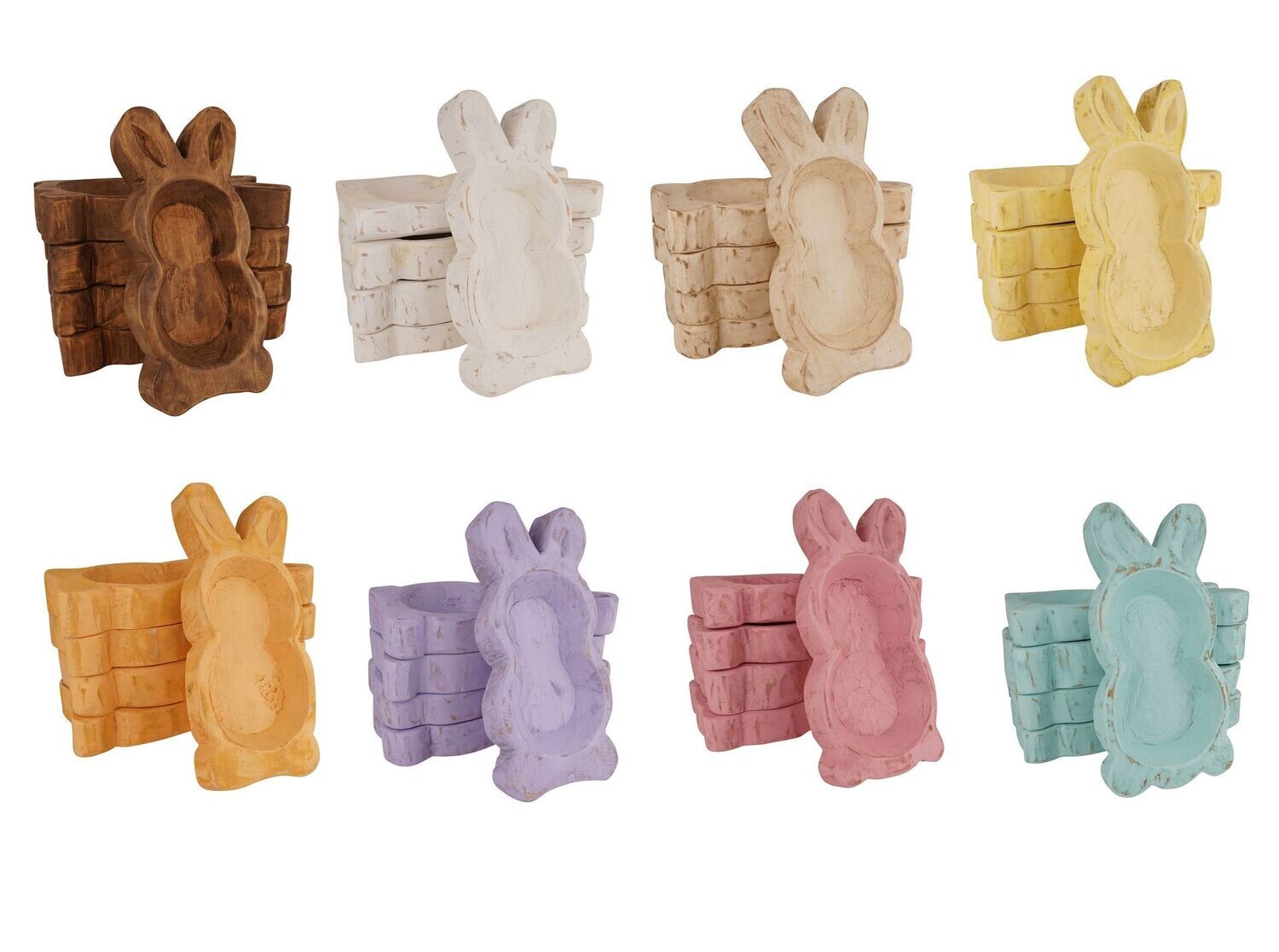 Large Bunny Dough Bowl-7x14 inches-Candle Ready-Hand Carved-Large Complete Starter PACK-8 Piece Pack