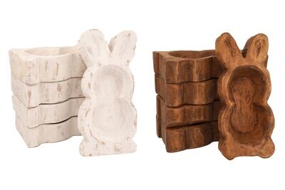 Bunny-Small-Dough Bowl-5-6x10 inches-Wood-Hand Carved-Mixed  Pack-Small Bunny