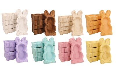 Bunny Dough Bowl-Small-5-6x10 inches-Wood-Candle Ready-Small Bunny-8 Color Choices