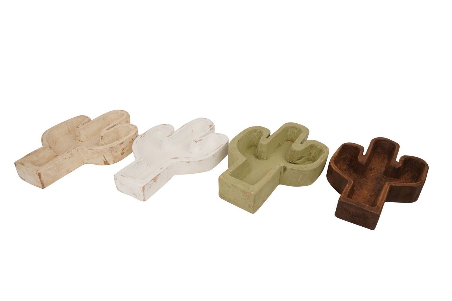 Cactus Bowl Quad Pack-10 x 14 inches-Wood-Handmade-Carved-Candle Ready- Cactus Bowl-Quad Pack-8 Pcs