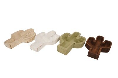 Cactus Bowl Quad Pack-10 x 14 inches-Wood-Handmade-Carved-Candle Ready- Cactus Bowl-Quad Pack-8 Pcs