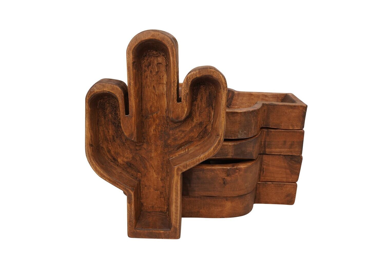 Cactus Bowl-9 x 14 inches-Wood-Handmade-Carved-Candle Ready- Cactus Bowl-4 Colors, COLOR: Waxed