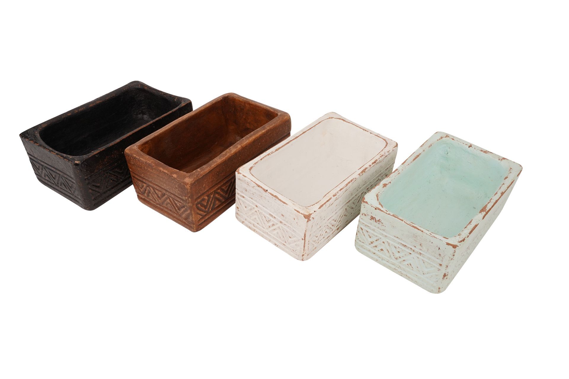 Aztec Rectangular Candle Clay Vessel-4.5x8 inches-Candle Ready-Four Color Choices-BIG SALE