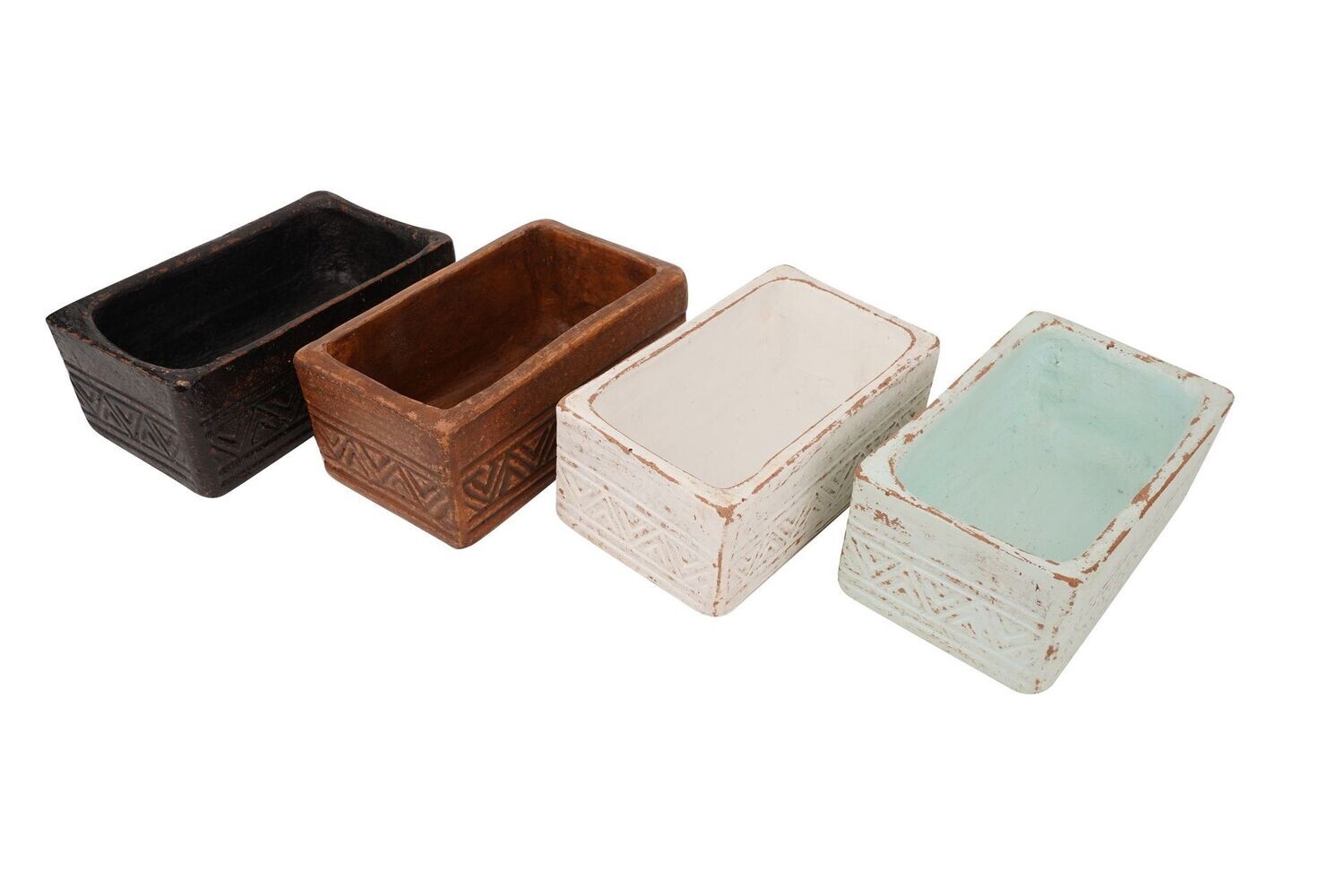 Aztec Rectangular Candle Clay Vessel-Complete Assorted Pack-Candle Ready-4.5 x 8 in-Complete Assorted Pack-12 Pieces-BIG SALE