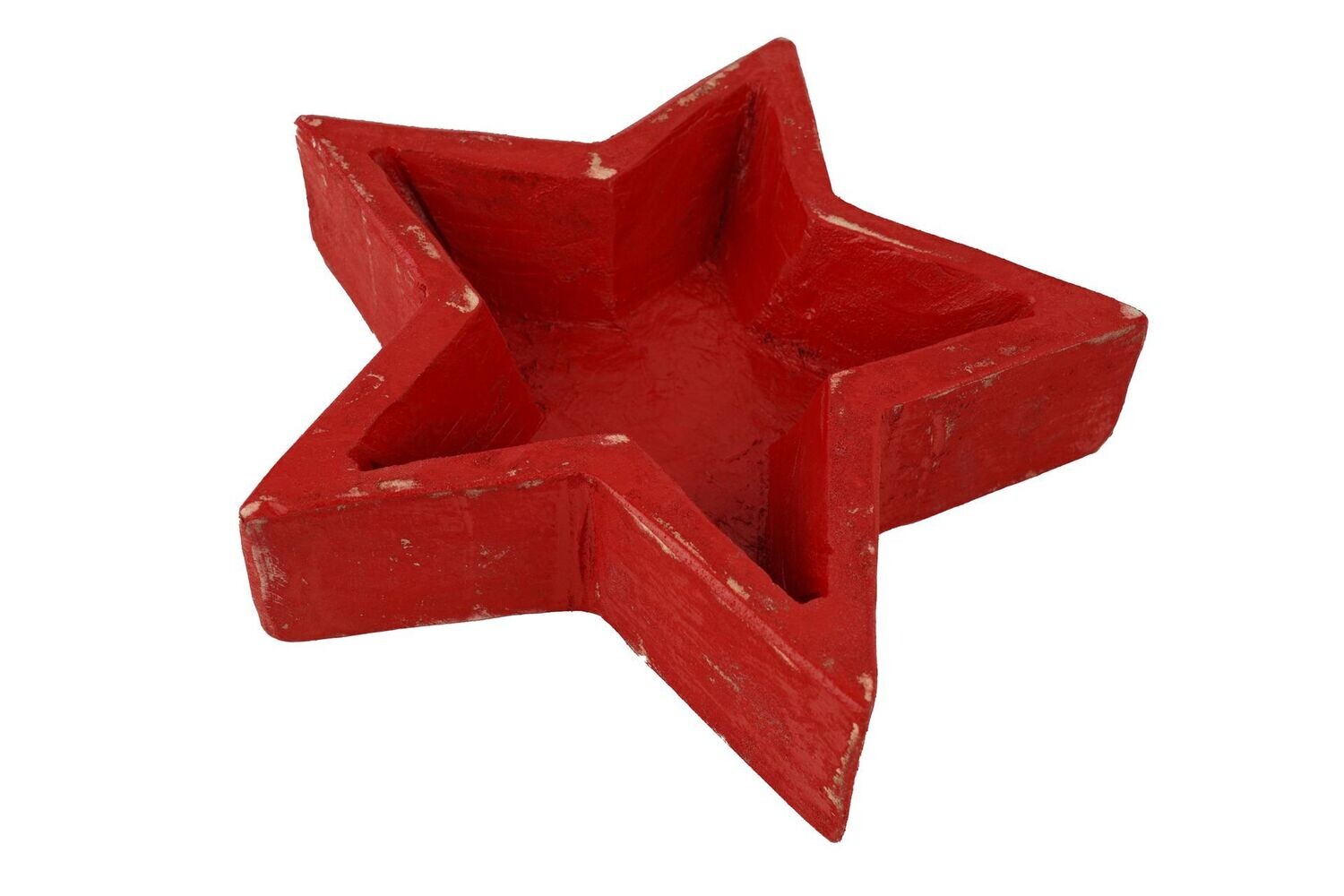 Star Bowl-Medium-10 x 10 inches-Wood-Handmade-Candle Ready-Carved Medium Star Bowl-Red White and Blue-10 PCS, COLOR: Red