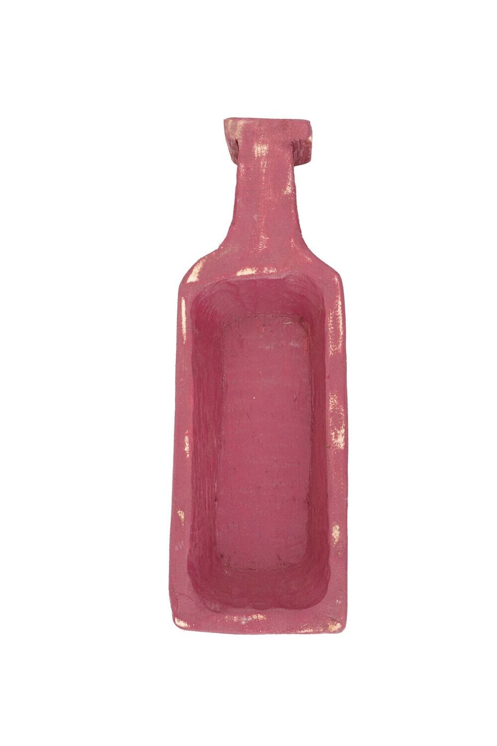 Wine Bottle Dough Bowl-4 x 12 x 2 inches-Wood-Handmade-Carved-Candle Ready-Carved Wine Bottle, COLOR: Burgundy