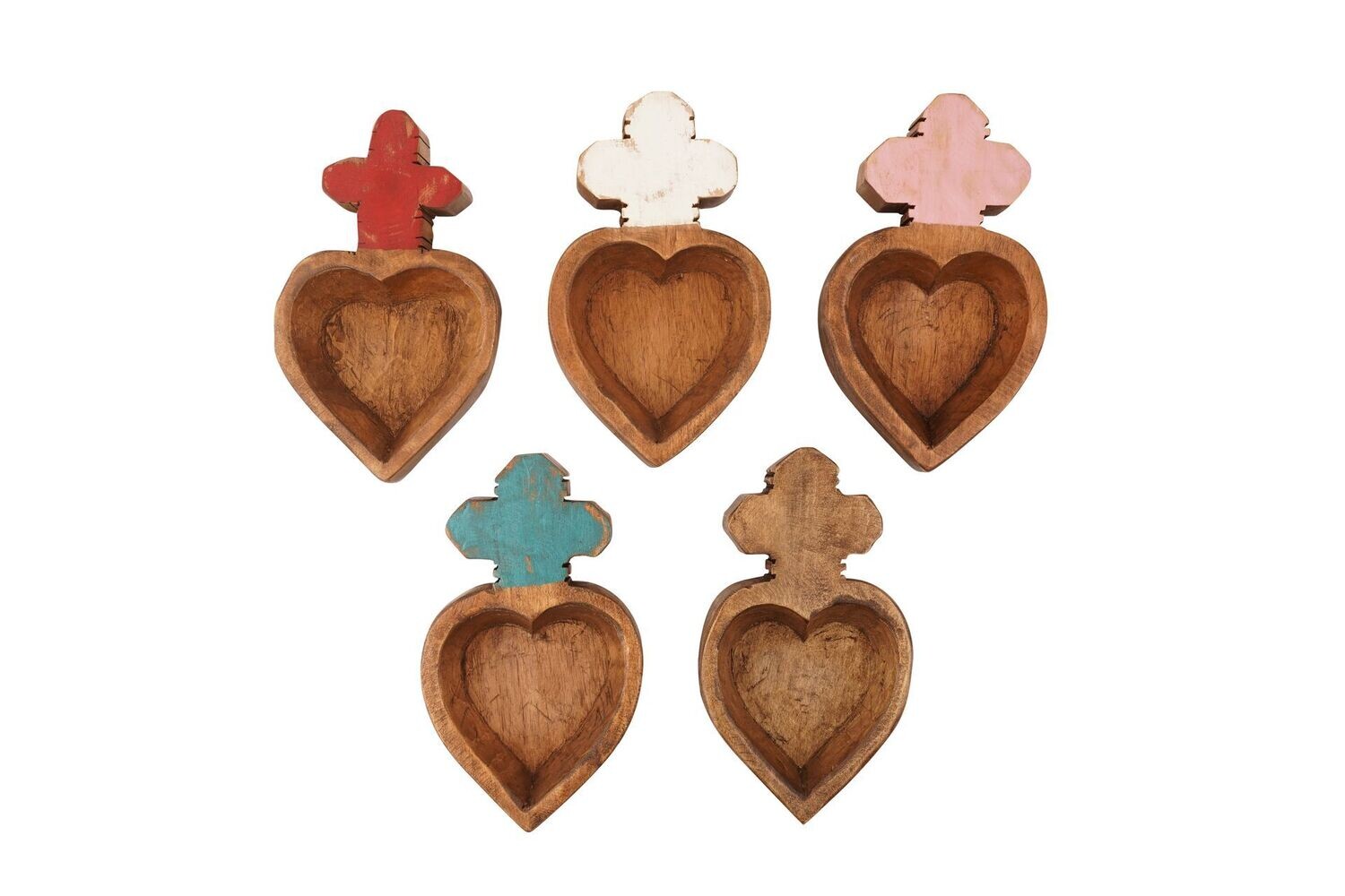 Folk Art Heart with Cross- Carved-6x10 inches-Folk Art Heart with Cross