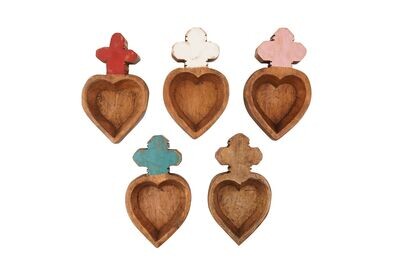 Folk Art Heart with Cross- Carved-6x10 inches-Folk Art Heart with Cross