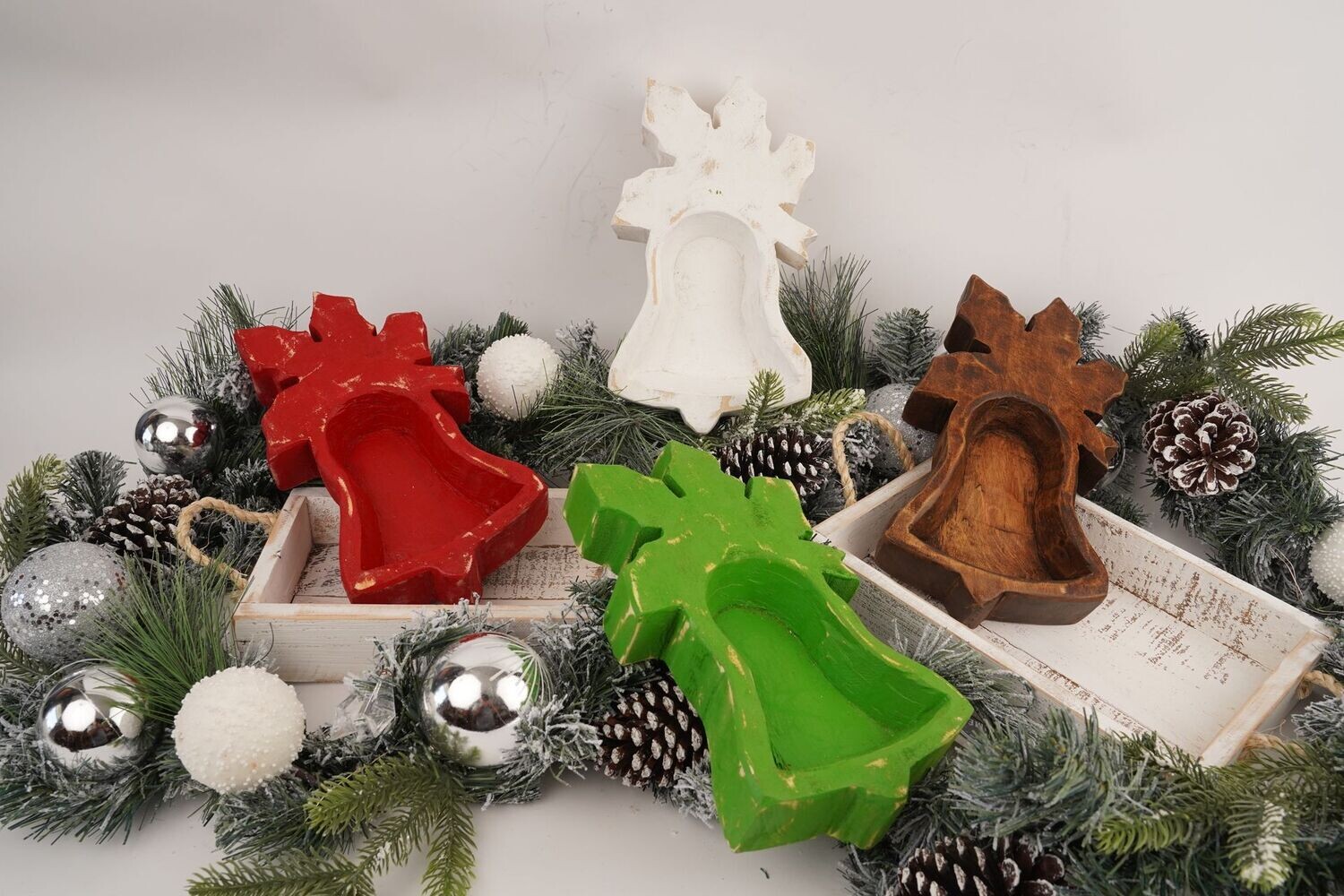 Bell Dough Bowl-Quad Pack-6x11 inches-Xmas-Christmas Bell-Candle Ready-Christmas Bell Quad Pack-12 PCS