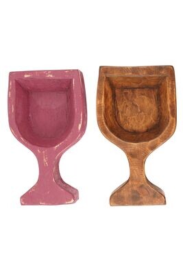 Wine Glass Dough Bowl-Assorted Pack-6 x 10 x 2 inches-Carved-Candle Ready-Wine Glass-Assorted Pack-10 PCS