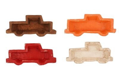 Farm Truck Dough Bowl-13 x 6 x 2 inches-Wood-Handmade-Carved-Candle Ready-4 Color Choices