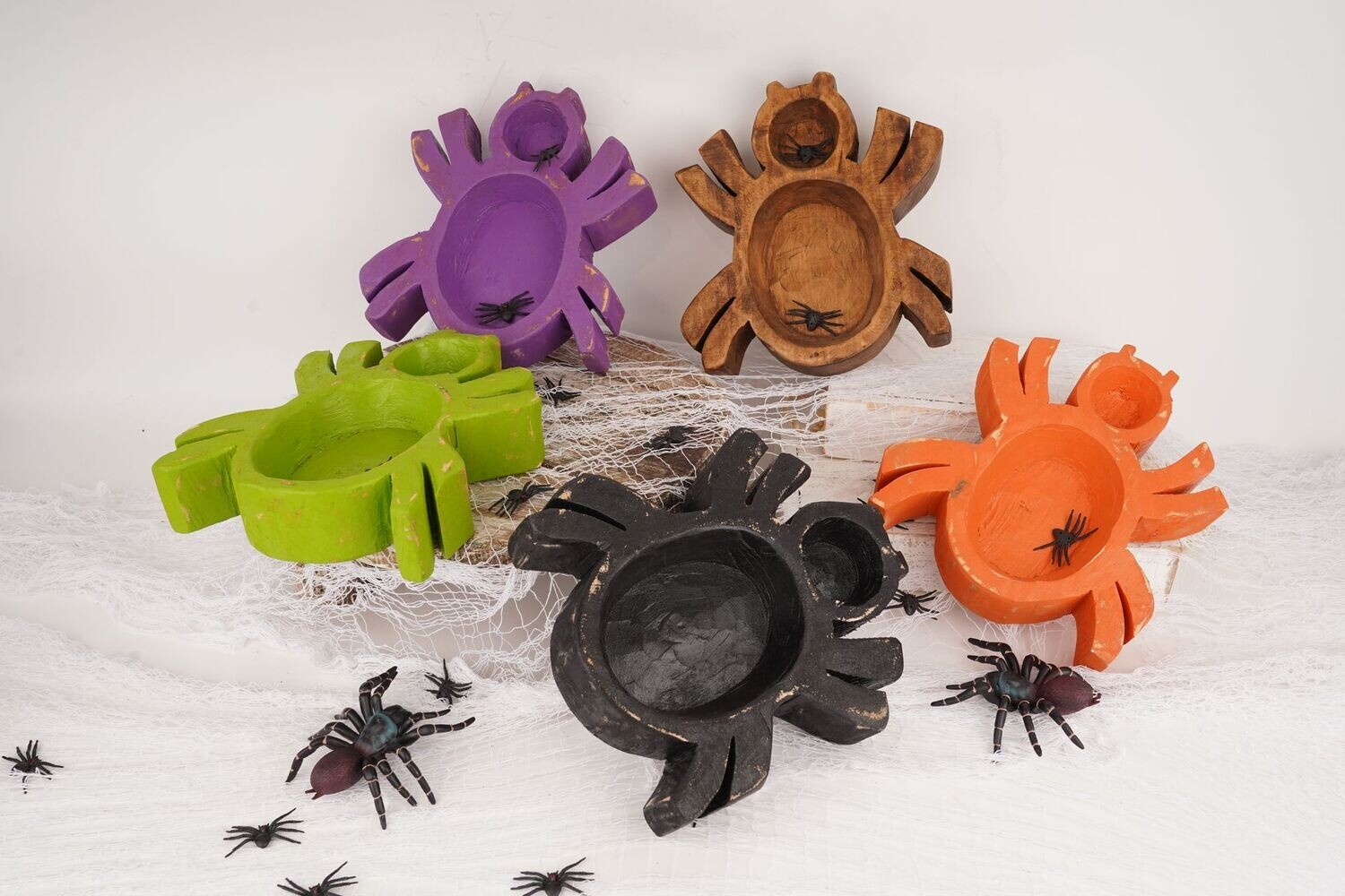 Spider Dough Bowl-Assorted Pack-9x9x2 inches-Boo Collection-Candle Ready--Spider Dough Bowl-Assorted Pack-10 PCS