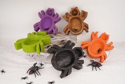 Spider Dough Bowl-Assorted Pack-9x9x2 inches-Boo Collection-Candle Ready--Spider Dough Bowl-Assorted Pack-10 PCS