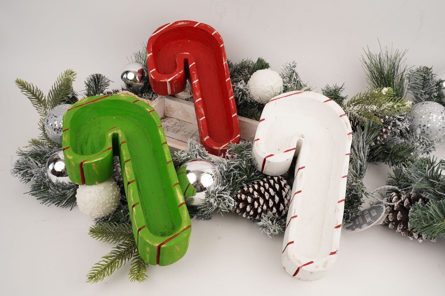 Jolly Candy Cane Bowl-6x12-Candle Ready-Xmas Candy Cane-Two Tone-Assorted Complete Pack-9 PCS