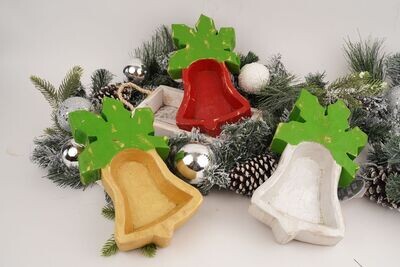 Jolly Bell Dough Bowl-Assorted Pack-6x11-Candle Ready-Jolly Xmas Bell-Two Tone-Assorted Pack-9 PCS