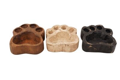 Dog Paw Mini Bowl-6 x 6 x 2inches-Wood-Rustic-Handmade-Candle Pour-Carved-Exclusive Design-Dog Paw Bowl-MINI