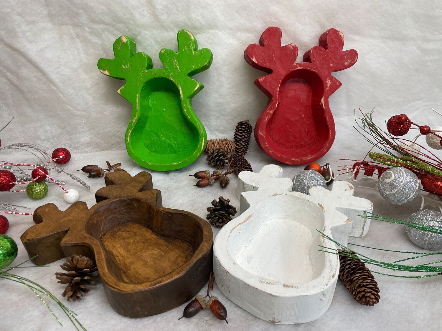 Reindeer Dough Bowl-Assorted Pack-9x10-New Design-Candle Ready-Original-Christmas Reindeer Dough Bowl-Assorted Pack-12 PCS