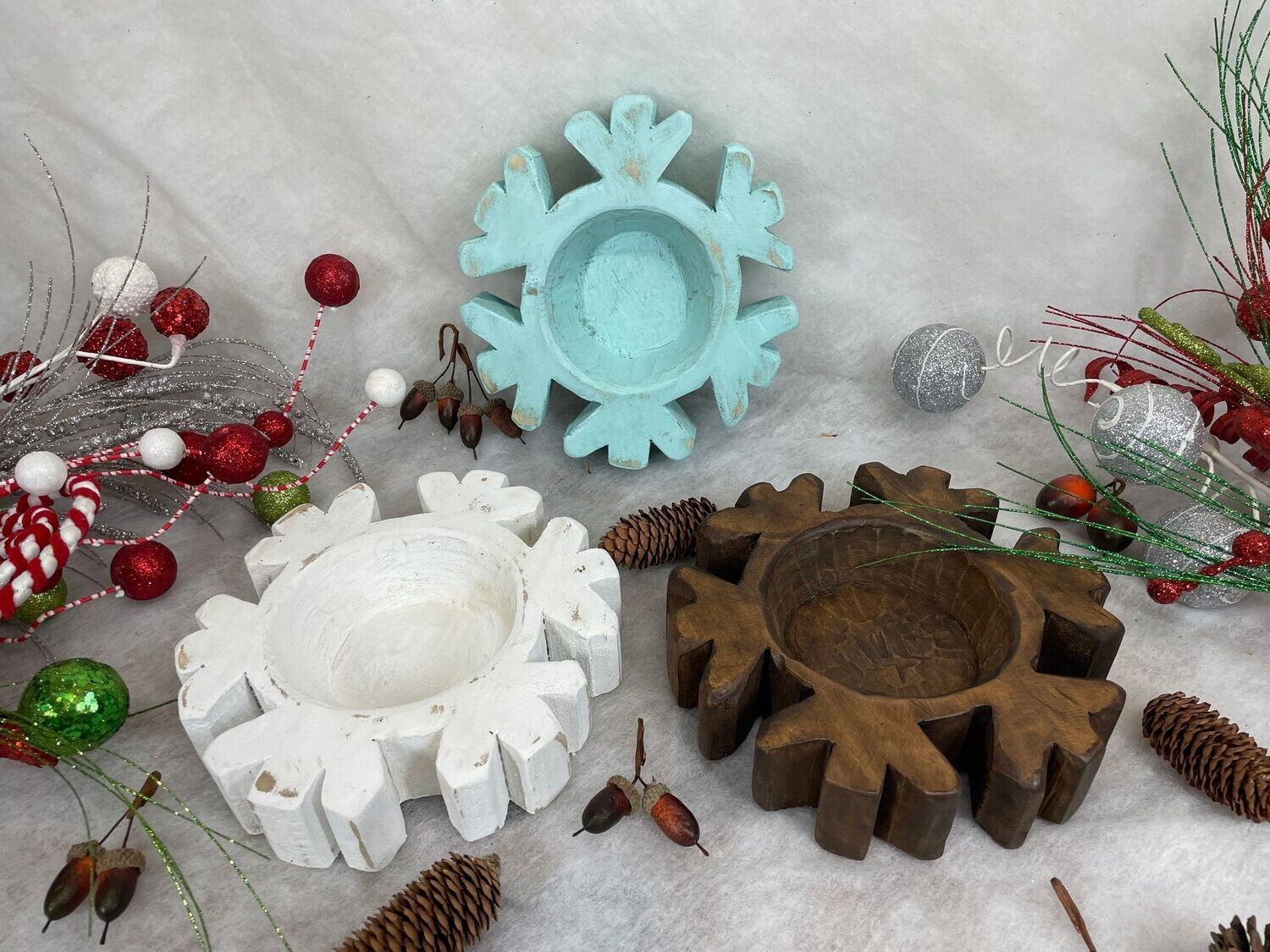 Snowflake Dough Bowl-Trio Pack-9x9-New-Candle Ready-Snowflake-Original-Beautiful-Christmas Snowflake Dough Bowl-Assorted Trio Pack-9 PCS