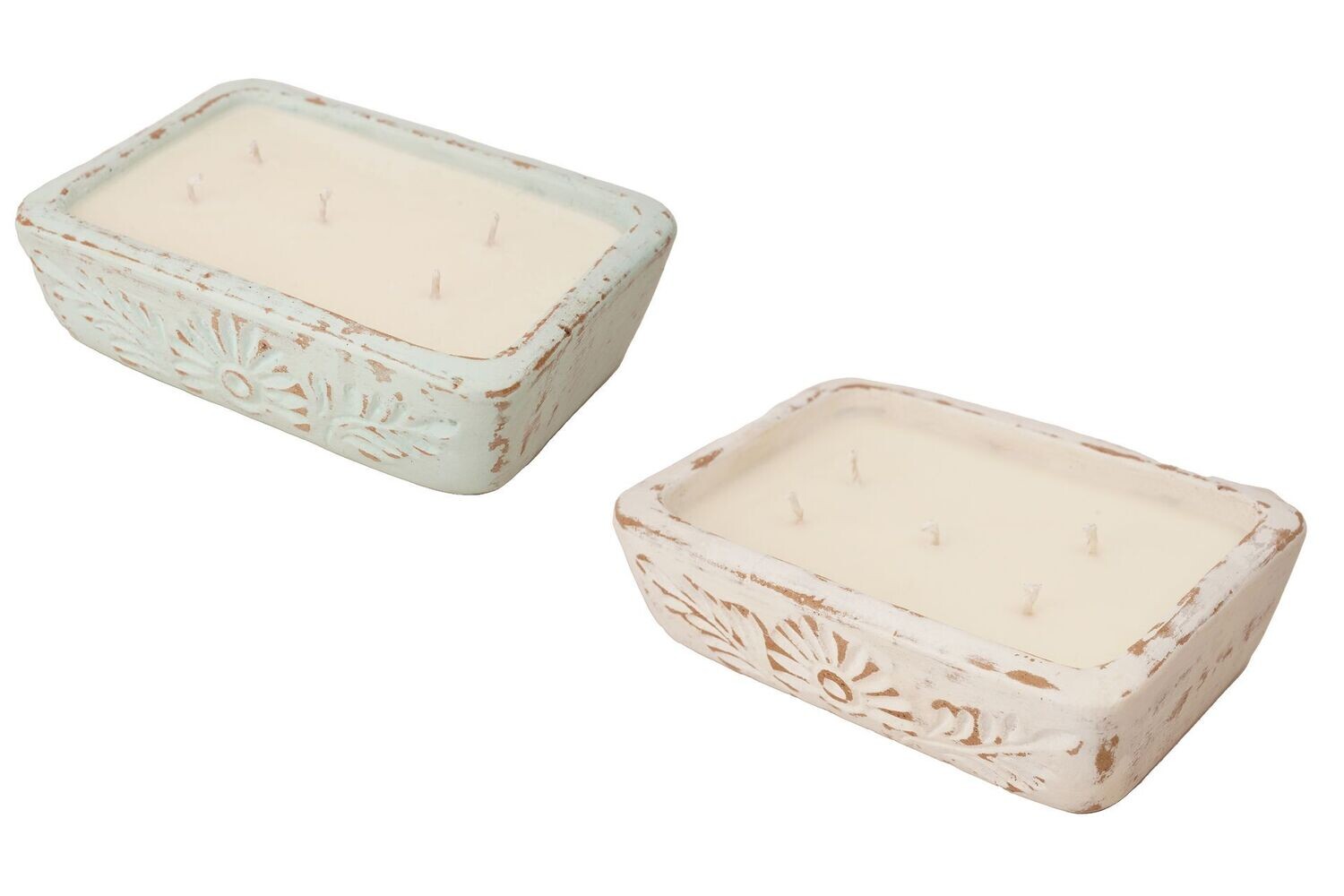 Boho Clay Candle Vessel-Duo Pack-6x9 inches-Duo Pack-Turquoise and White-10 PCS