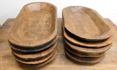 Quantities-Wooden Dough Bowl-11-12W x 19-20L x 2-2.5D inches-Batea-Wood-Farmhouse Trencher-Primitive-Candle Pour-Handmade-Waxed
