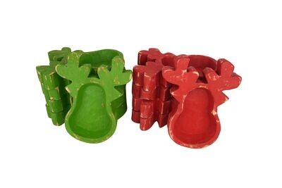 Reindeer Dough Bowl-Christmas Pack-9x10-Candle Ready-Reindeer Dough Bowl-Christmas Pack- Red & Green-10 PCS