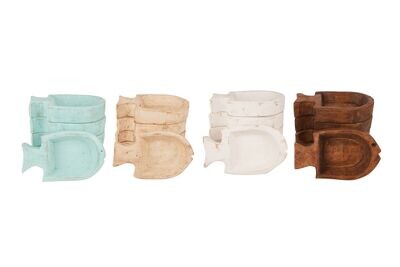 Fish Dough Bowl-Assorted Pack-10x6-New Design-Candle Ready-Assorted Pack-Fish-12 Pieces